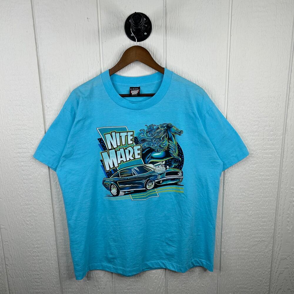 Vintage 90's Nite Mare Mustang Car Racing Graphic Tee X-Large
